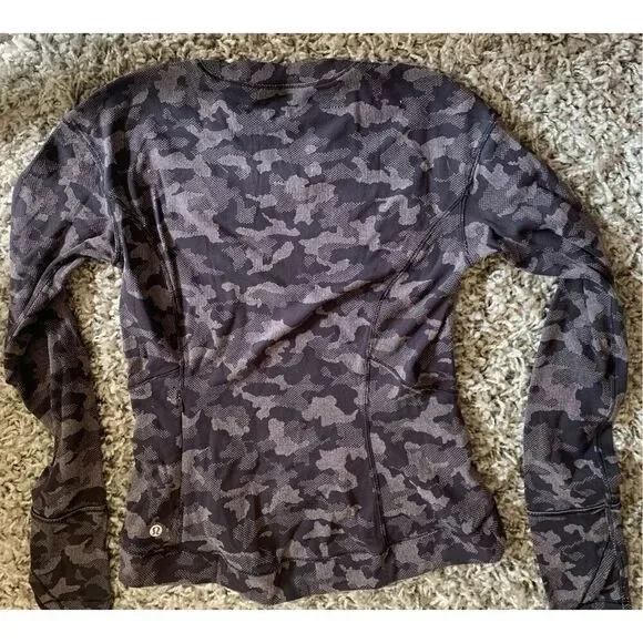 Lululemon Close to Crossing seamless gray Camo Jacquard long sleeve SHIRT TOP sz - Picture 5 of 7